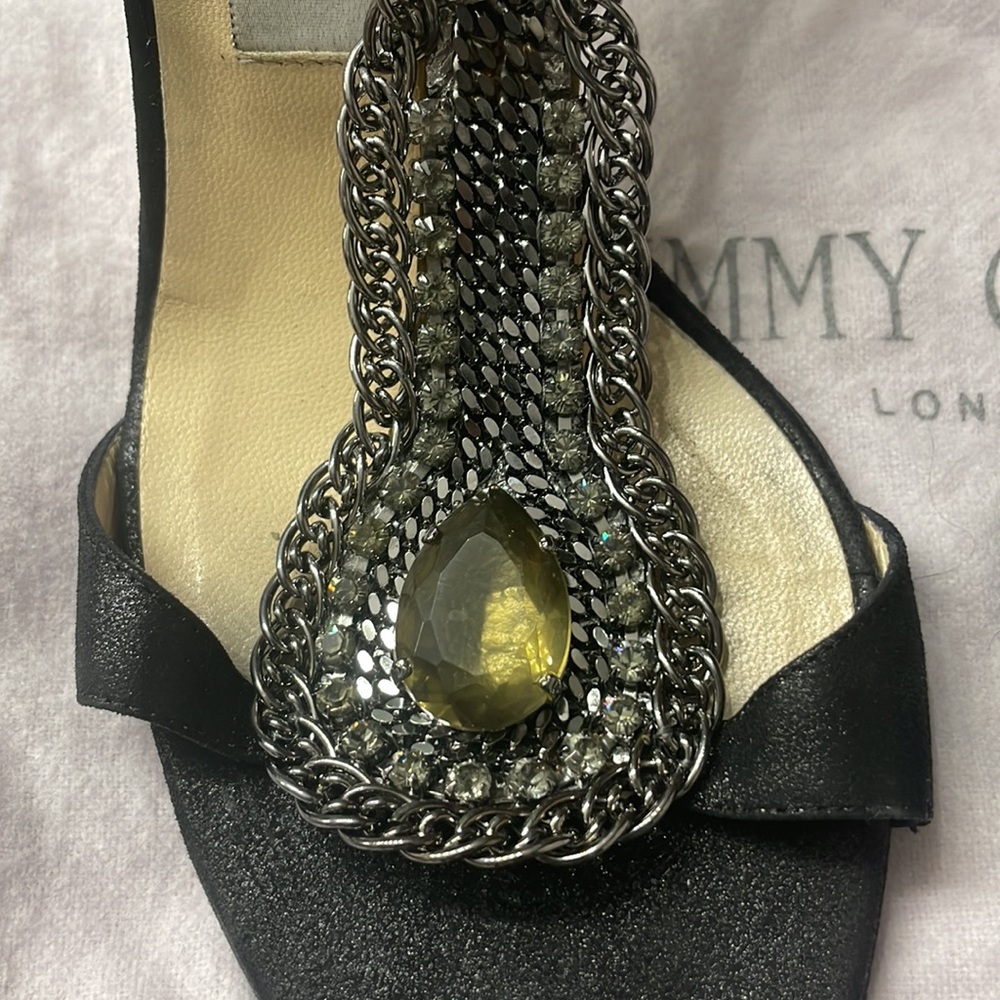 Jimmy Choo Metallic Suede Black heels - Picture 2 of 10
